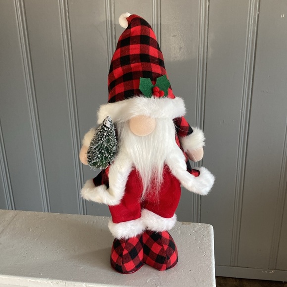 NWT 18” Red & Black Buffalo Check Holiday Santa  Gnome Decoration w/ - Picture 16 of 17